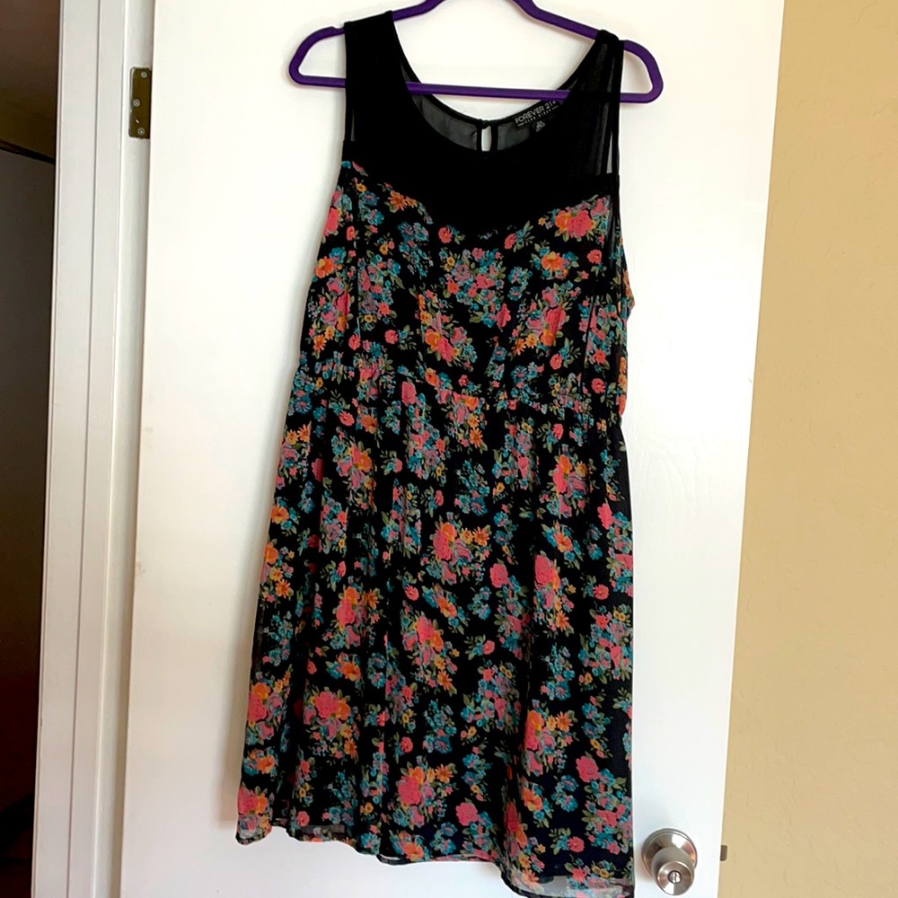 Forever 21 black sheer floral sleeveless dress